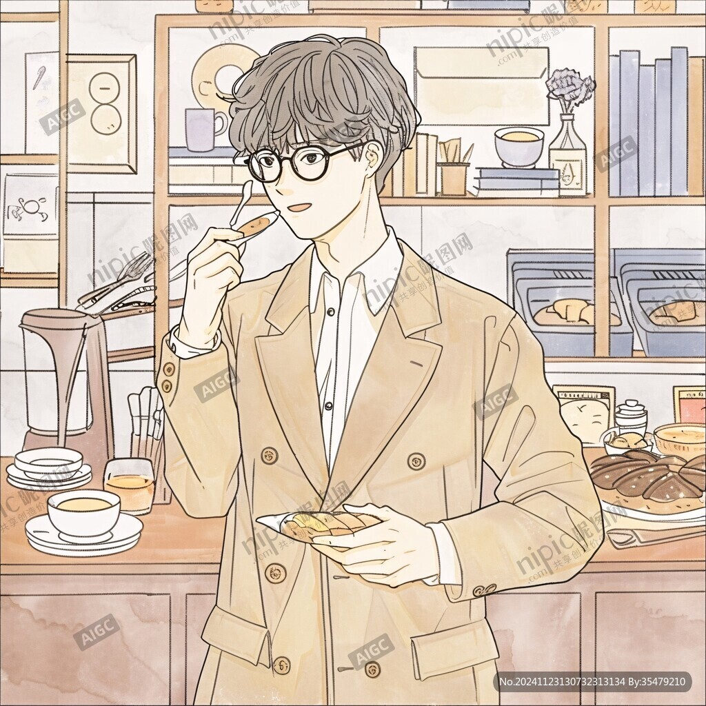 喝奶茶的男人