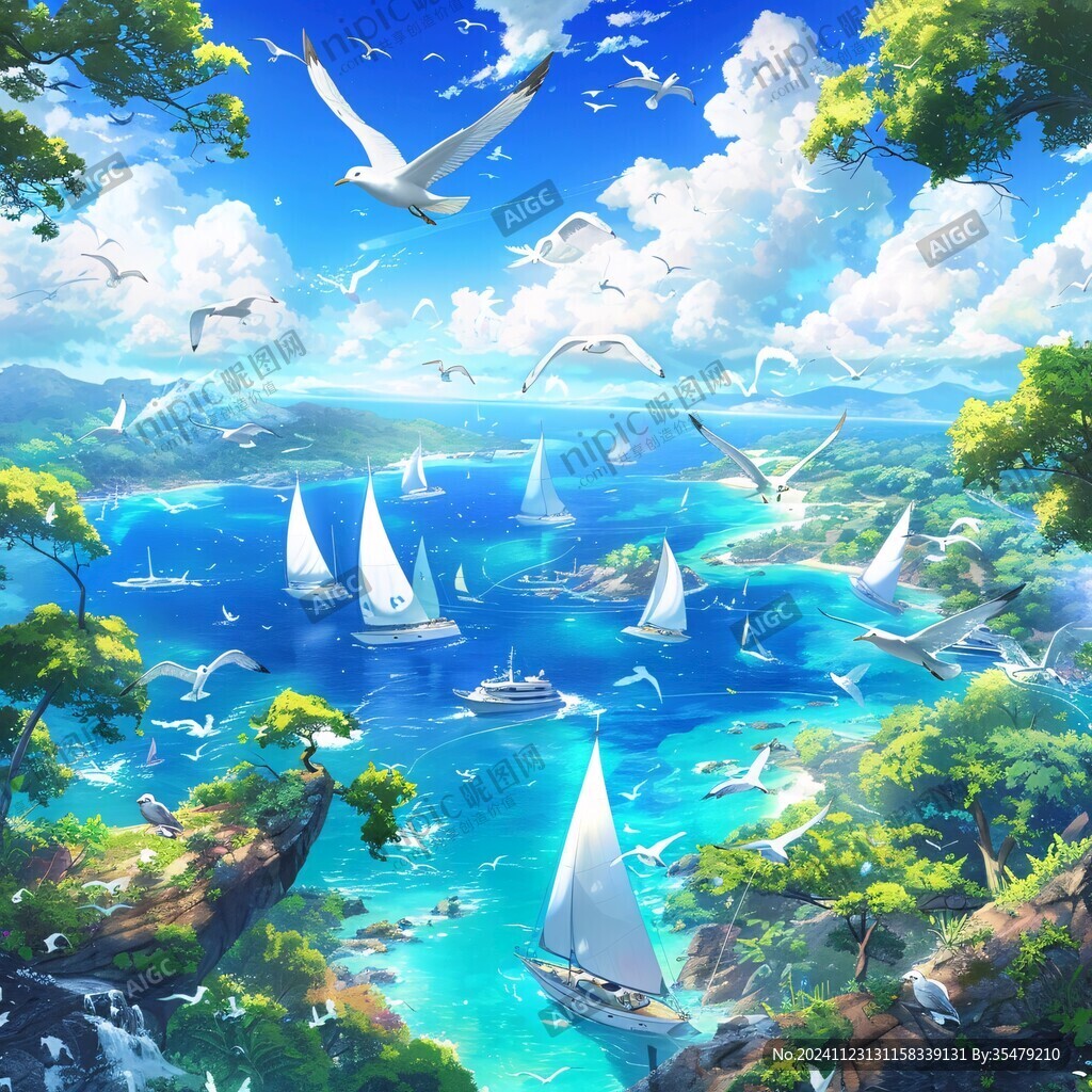 插畫海洋遼闊