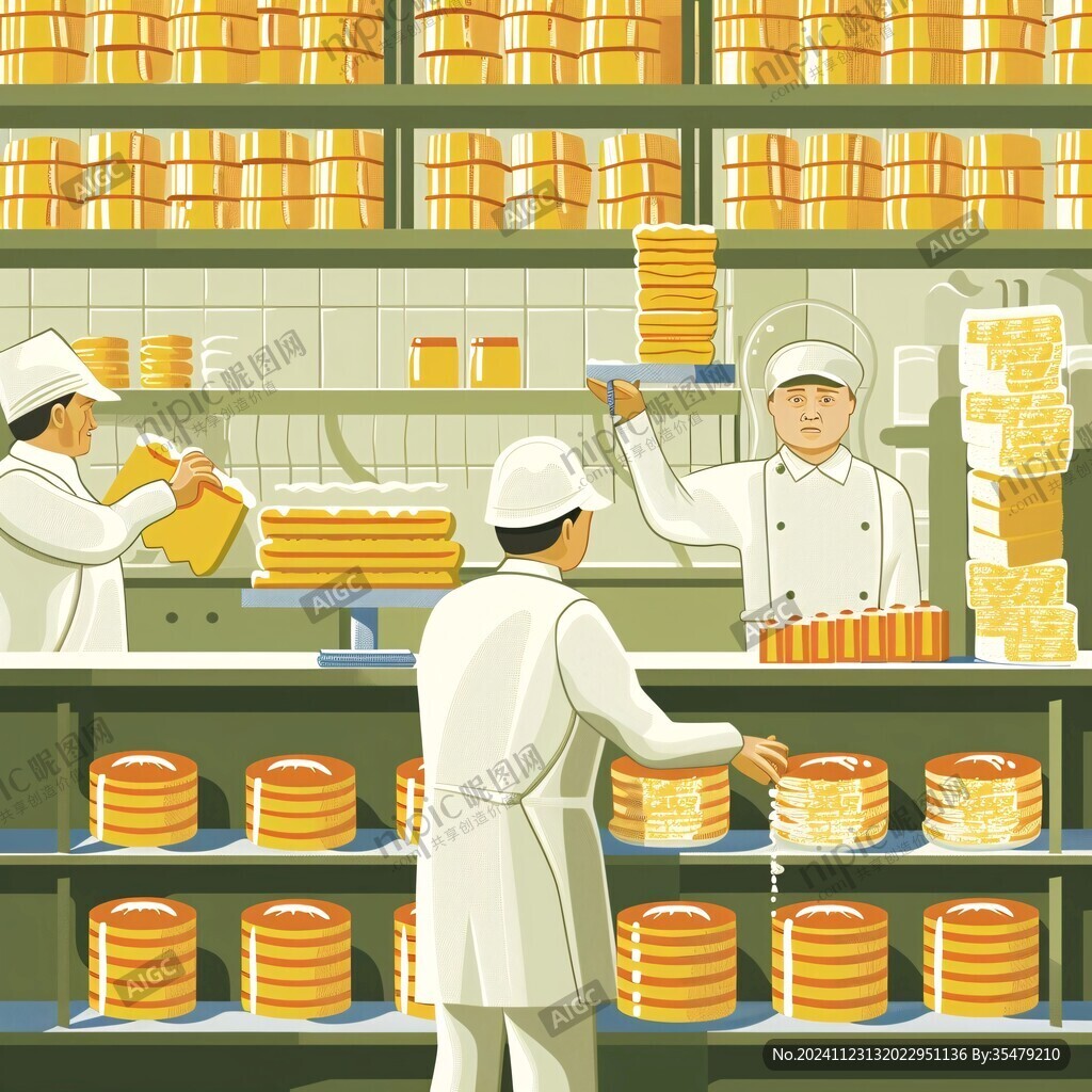 食品生產(chǎn)場(chǎng)景插畫