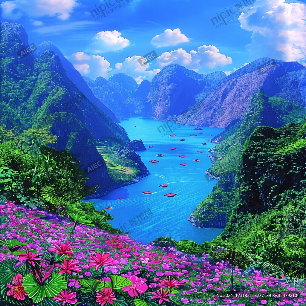 壯美河山風景畫