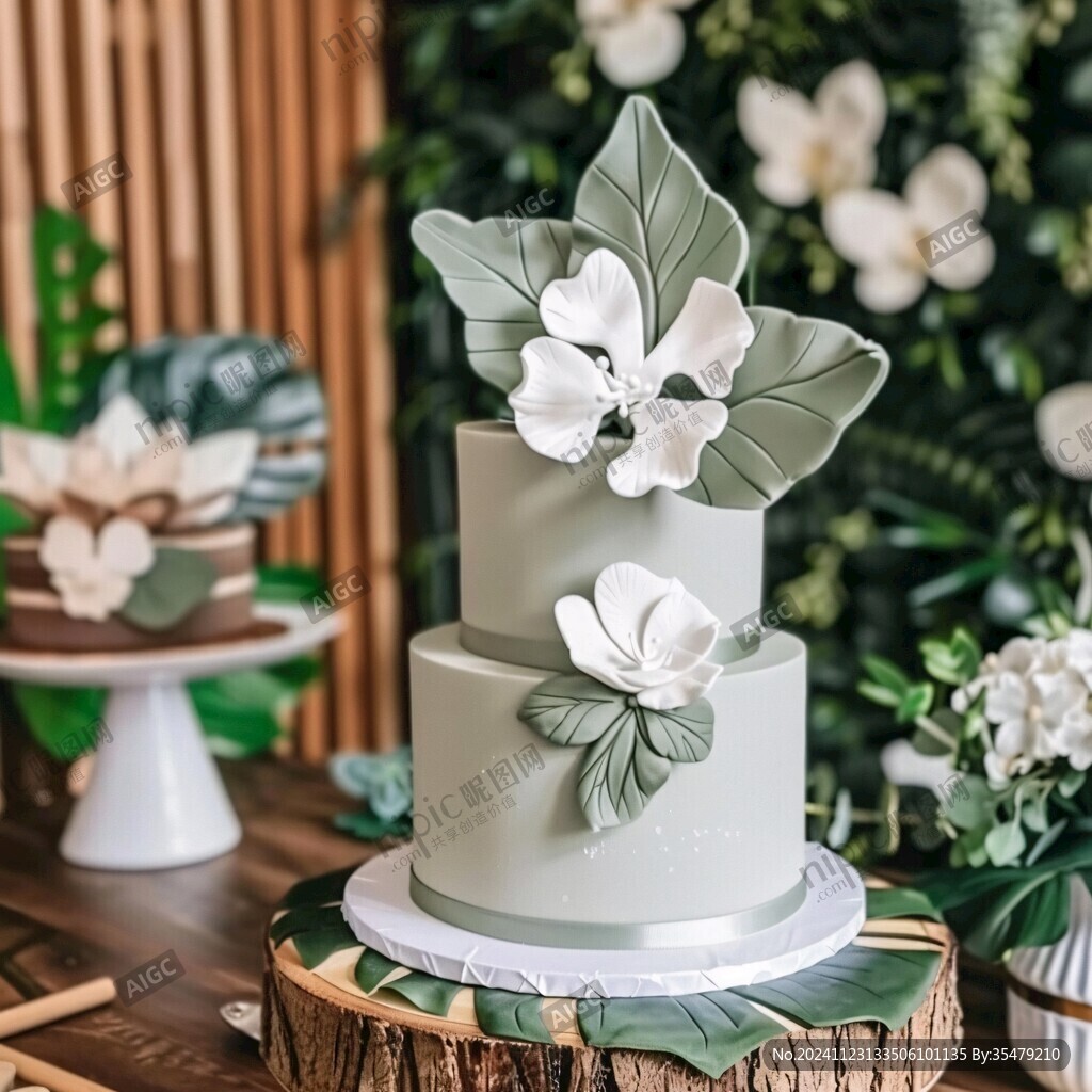 白綠色婚禮甜品