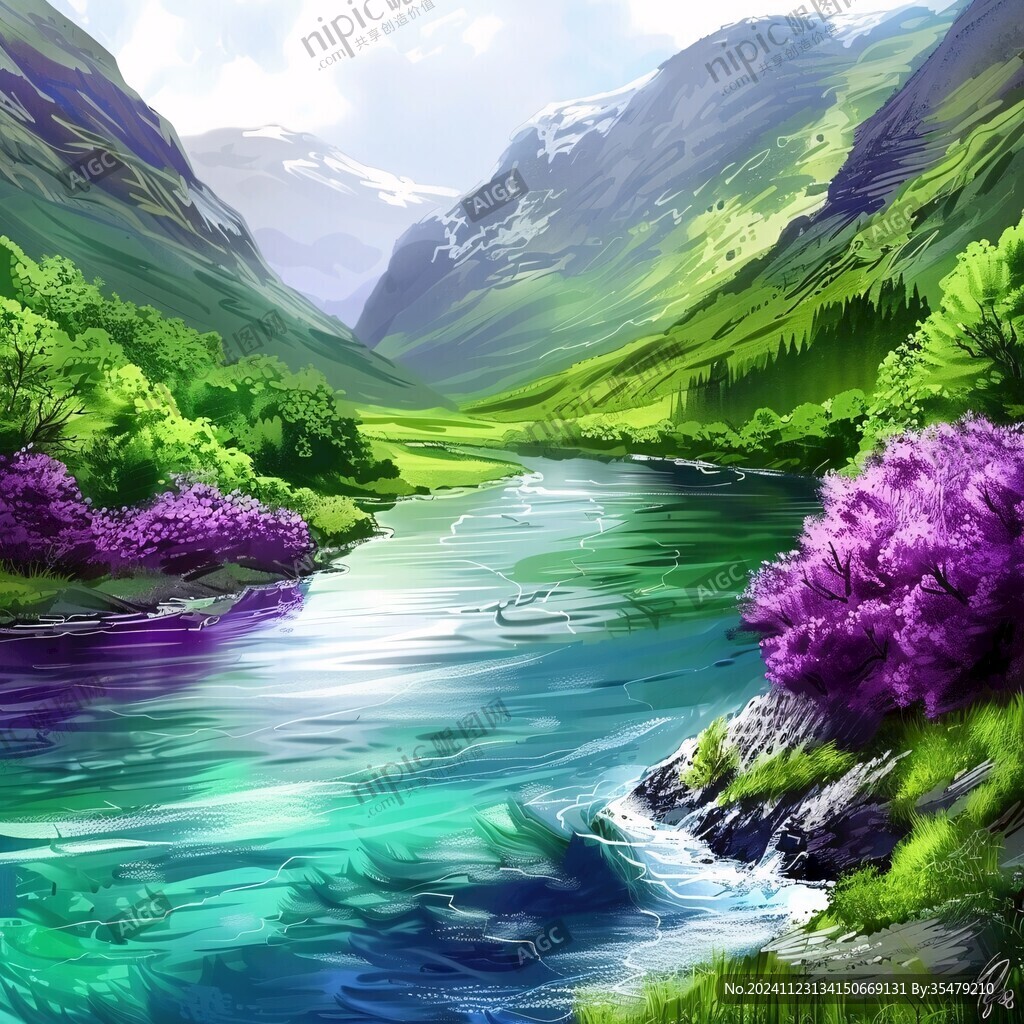 色彩線條色彩山水風景