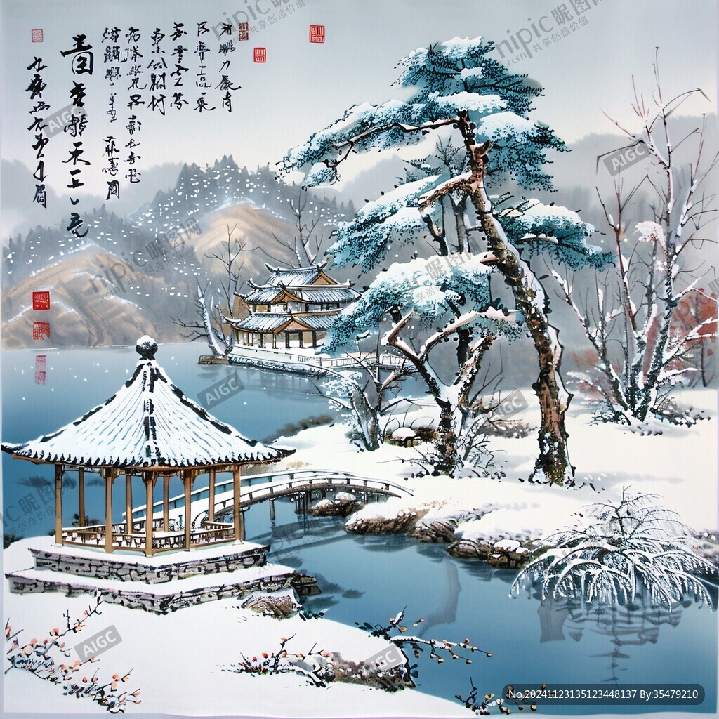 無框畫雪景掛畫字畫