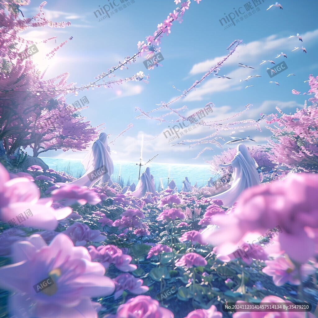 唯美夢幻花田場景