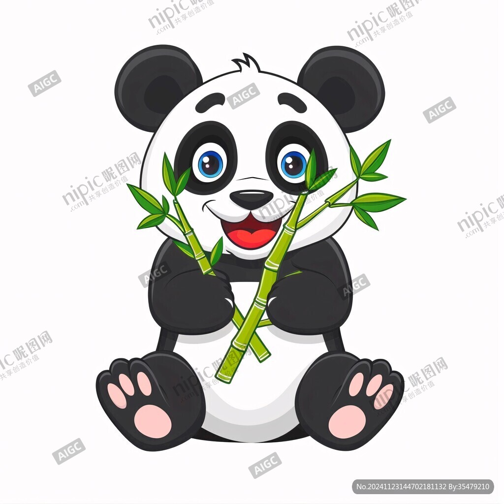 熊貓竹筍插畫