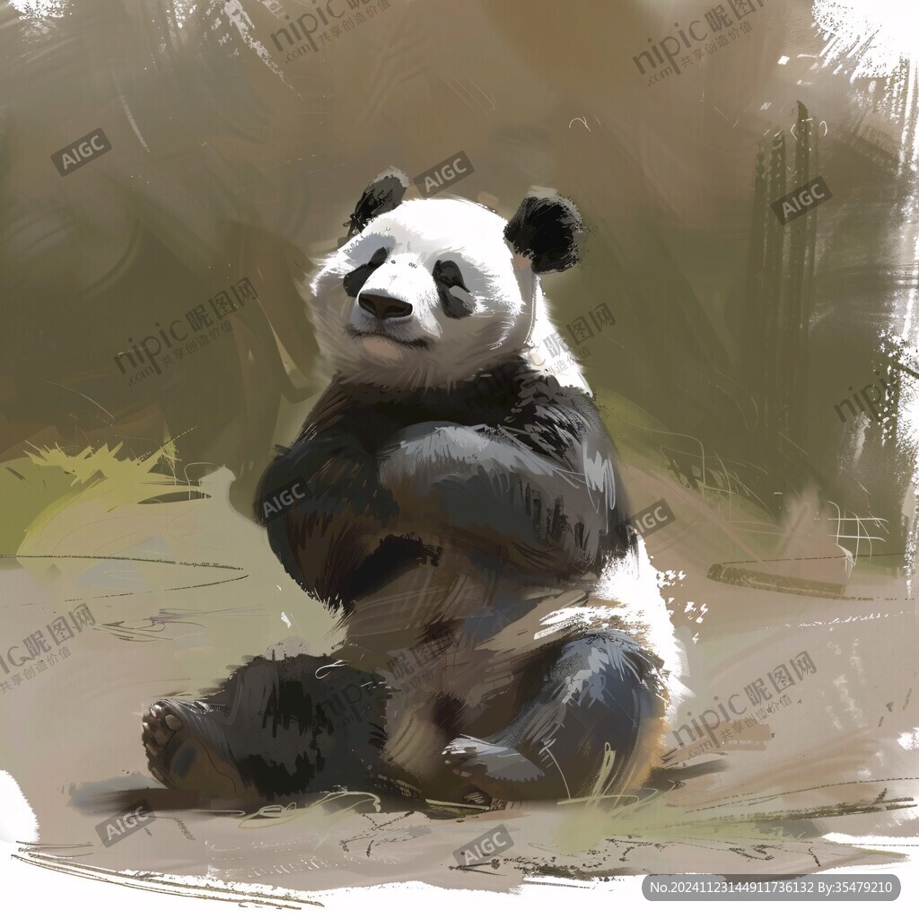 寫實熊貓插畫