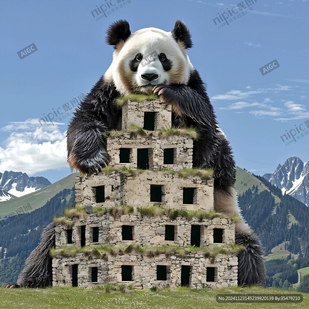 竹筍造型的熊貓塔