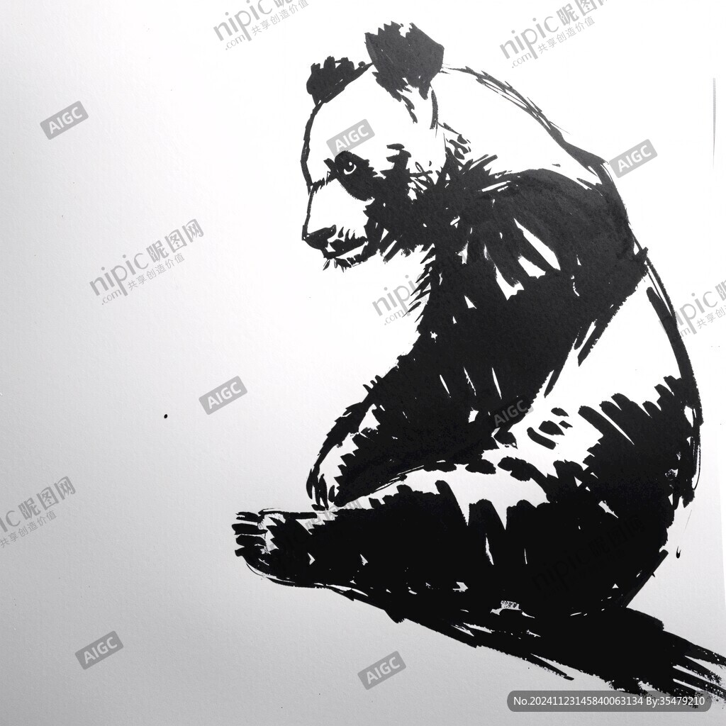 水墨熊貓背影