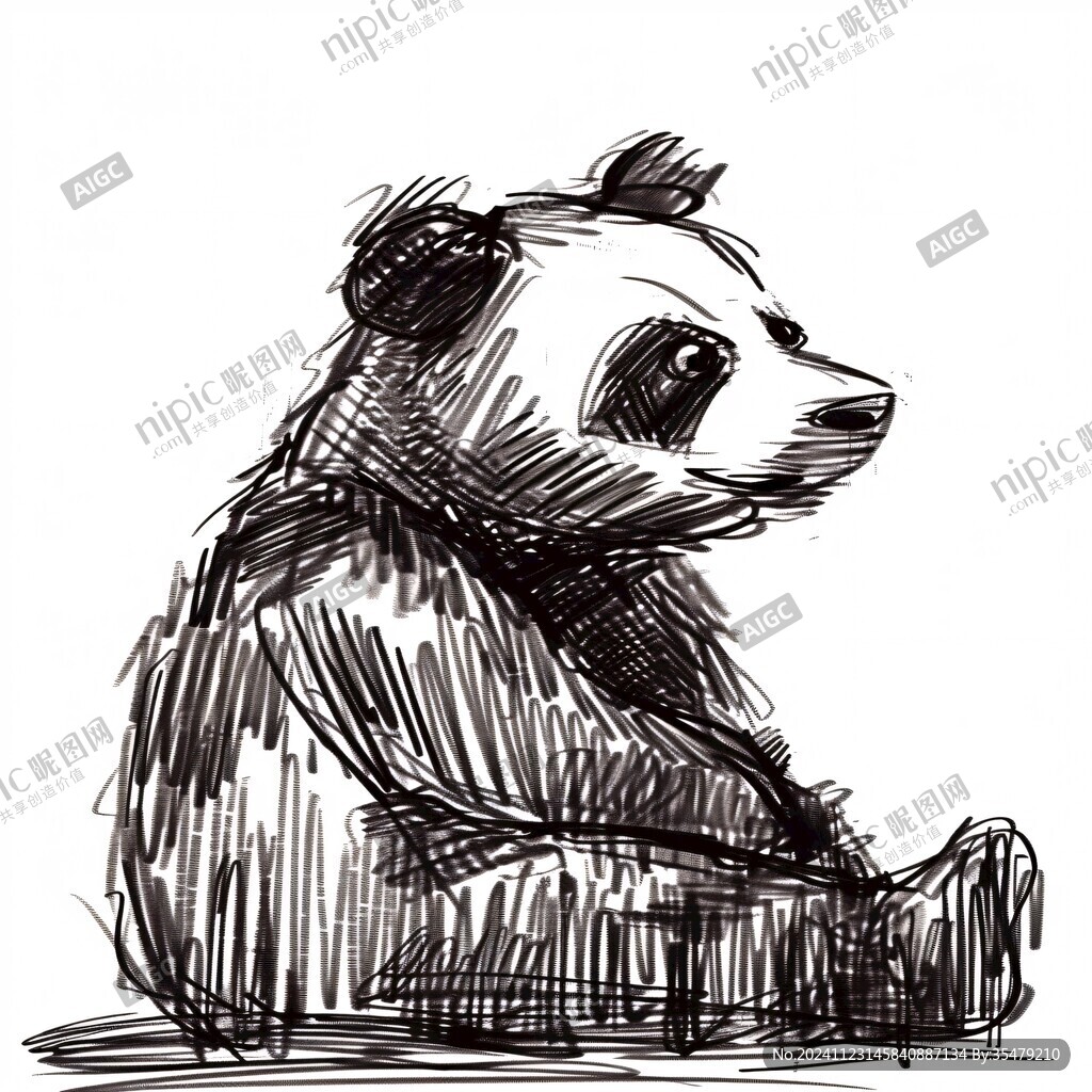 手繪插畫熊貓