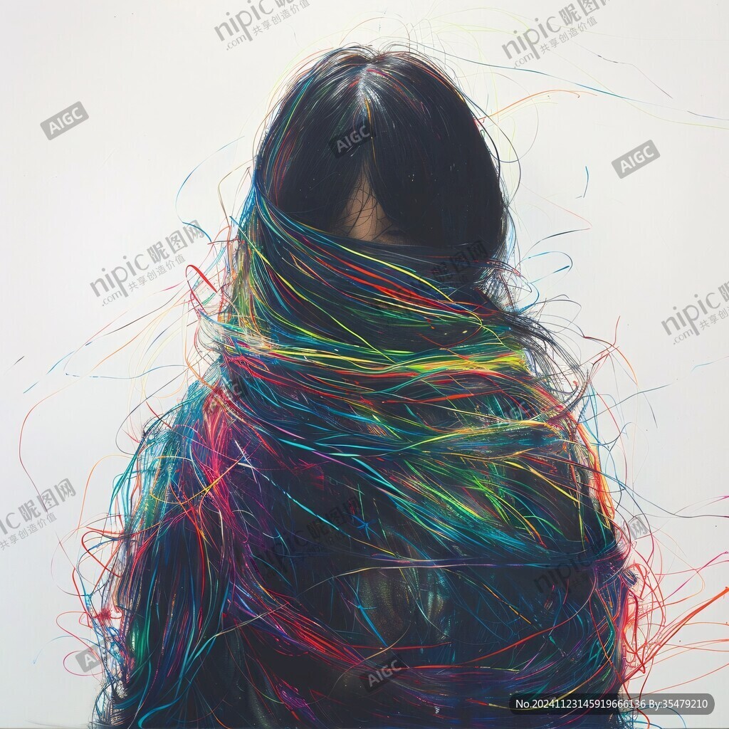 頭發(fā)飄逸流行抽象畫