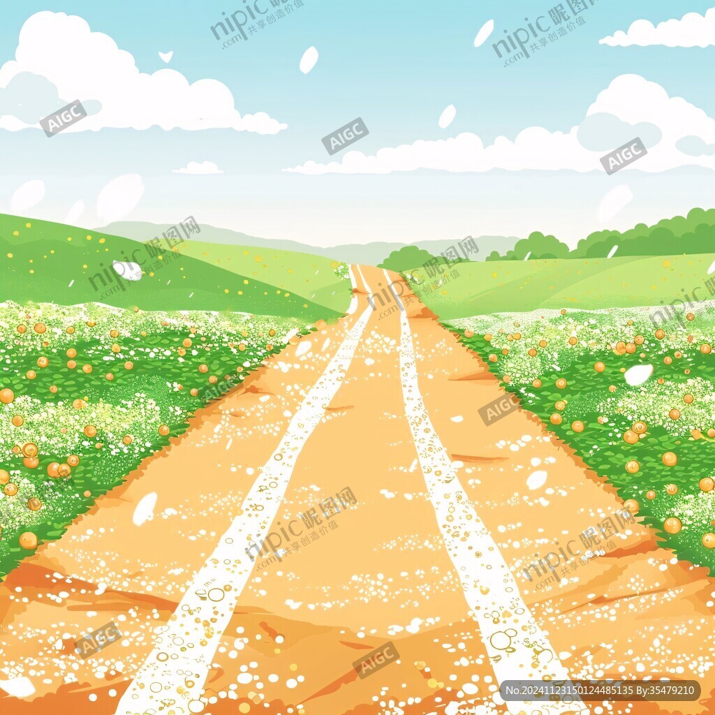 田間小路春游踏青