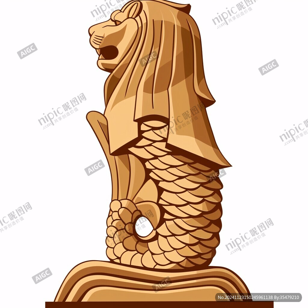 新加坡魚尾獅線稿