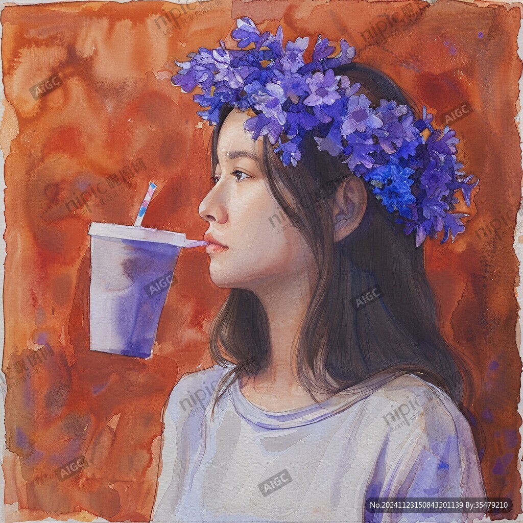 喝奶茶的女生