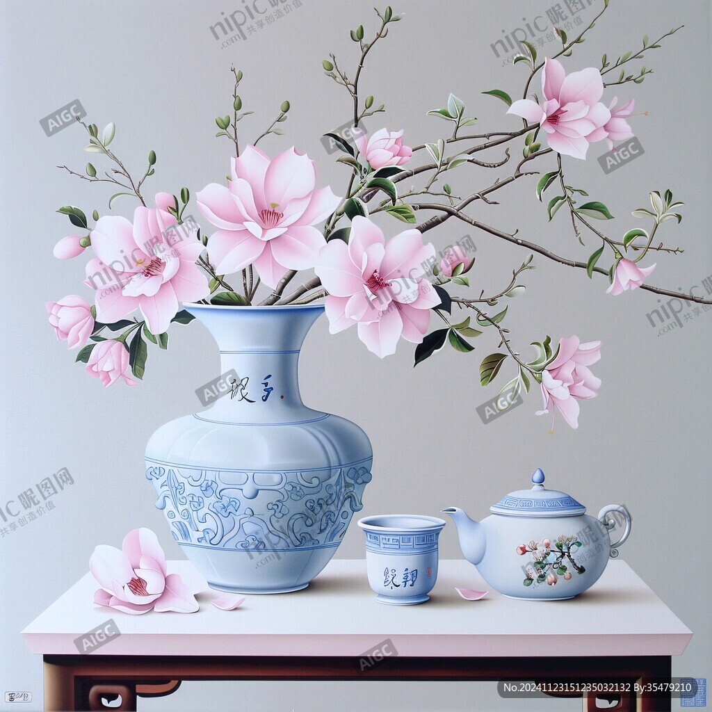 花瓶插畫浮雕