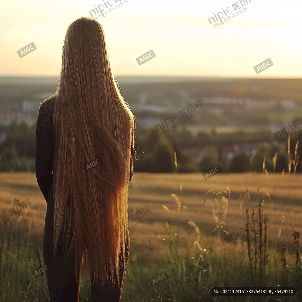 夕陽(yáng)美女背影