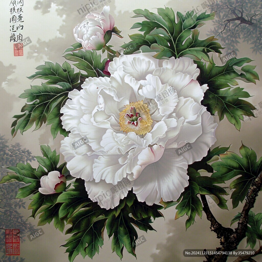 精品工筆牡丹花