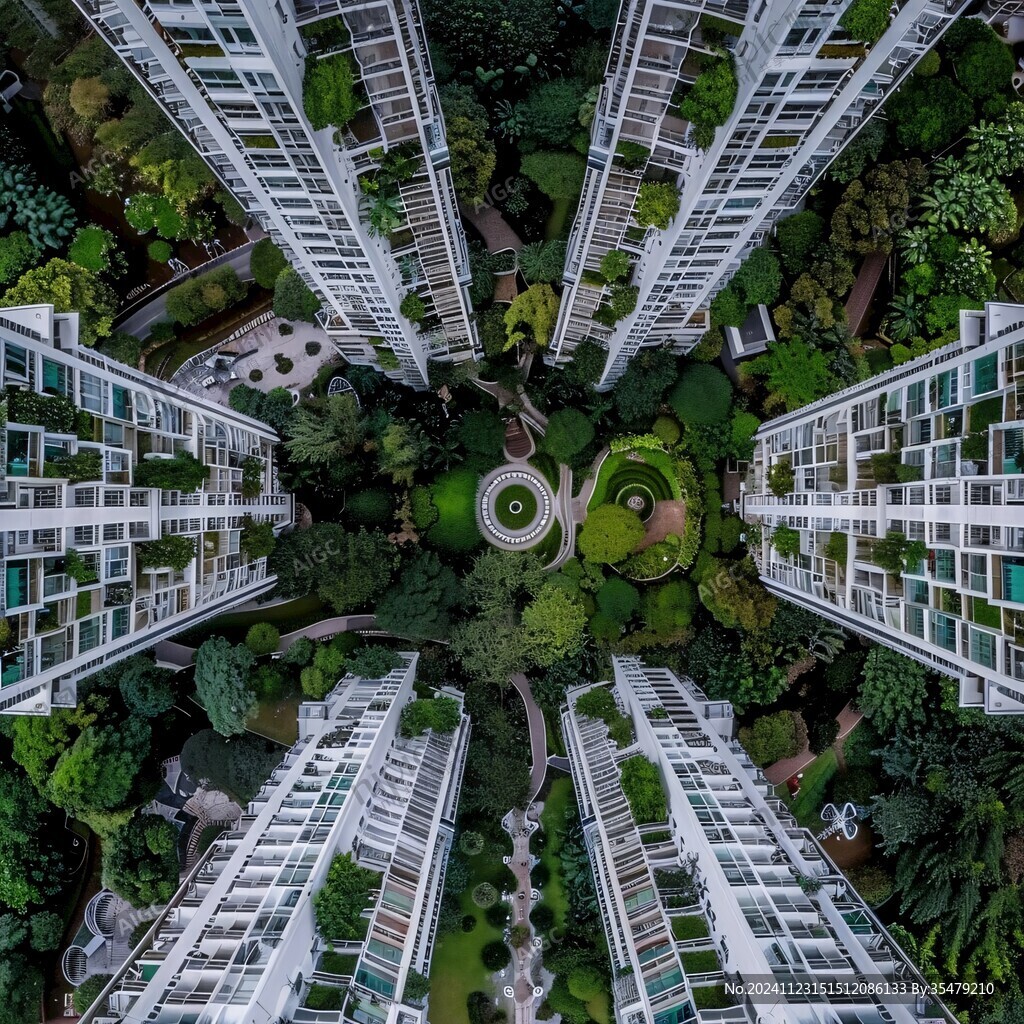 俯瞰小區(qū)綠化