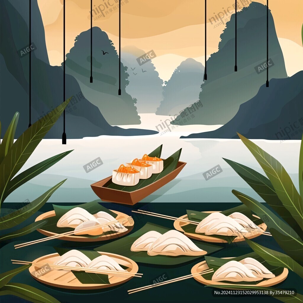 水餃意境插畫