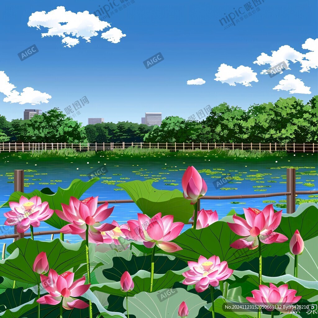 荷花背景城市