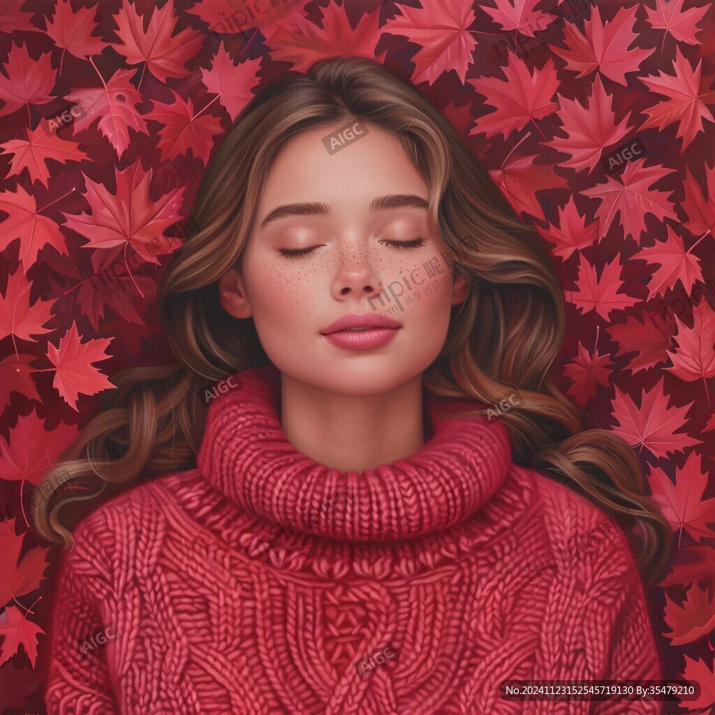 紅色毛衣女孩