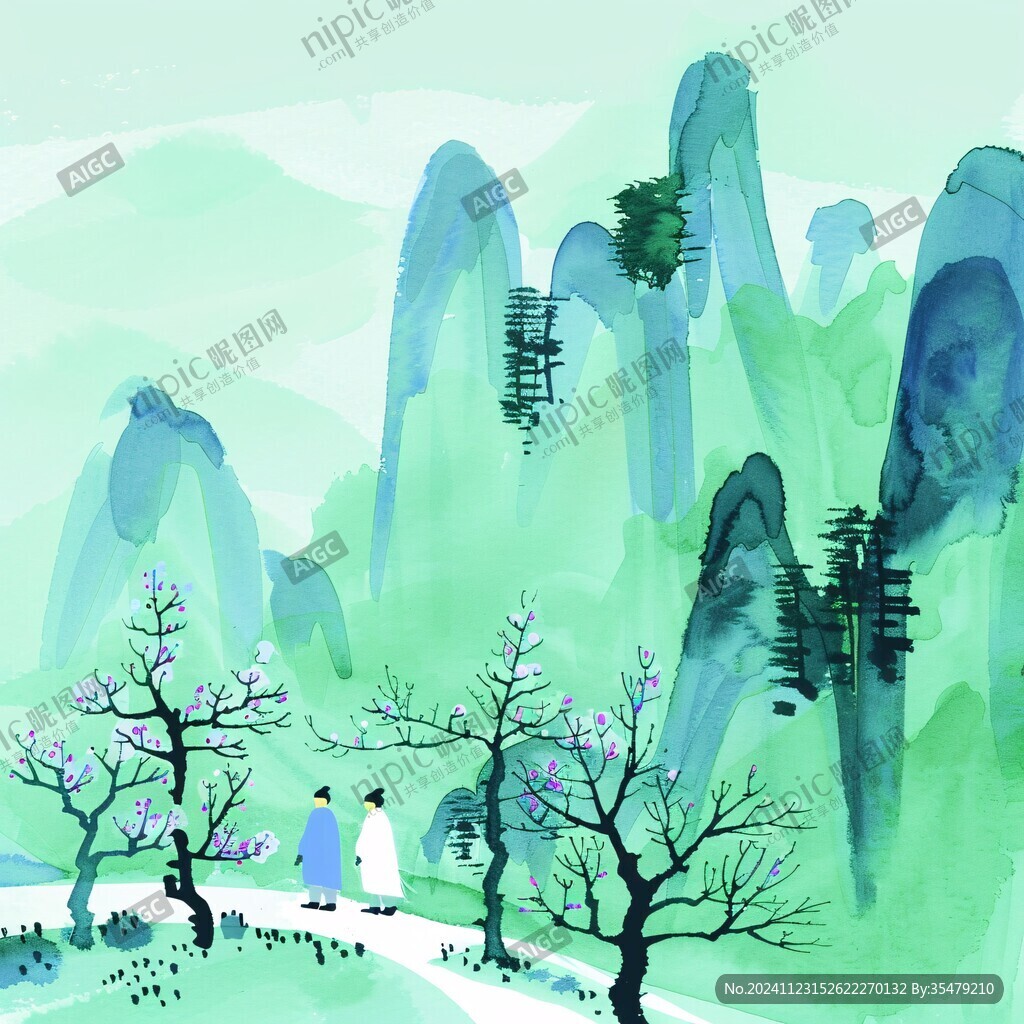 山水插畫