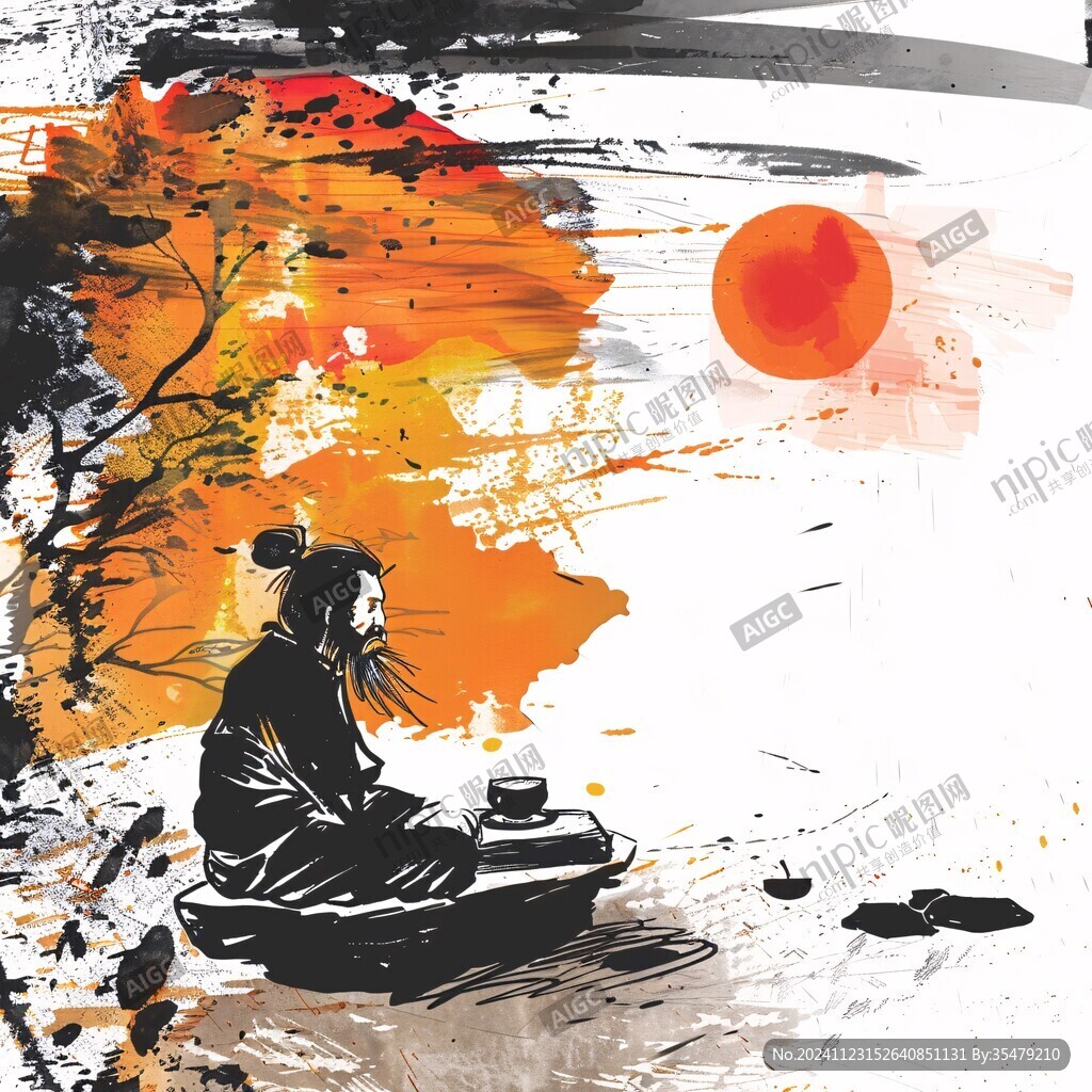 禪茶插畫