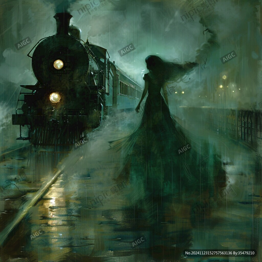夜雨趕路的女人
