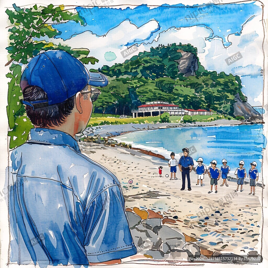 海邊工作手繪