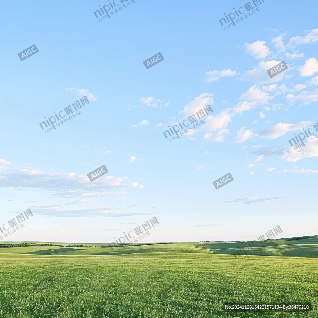 唯美藍天草地