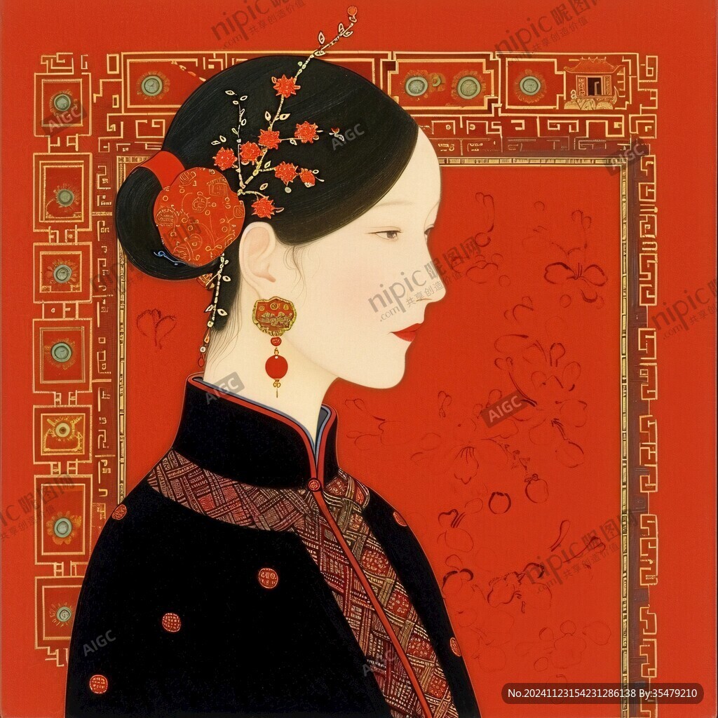 清朝美人插畫