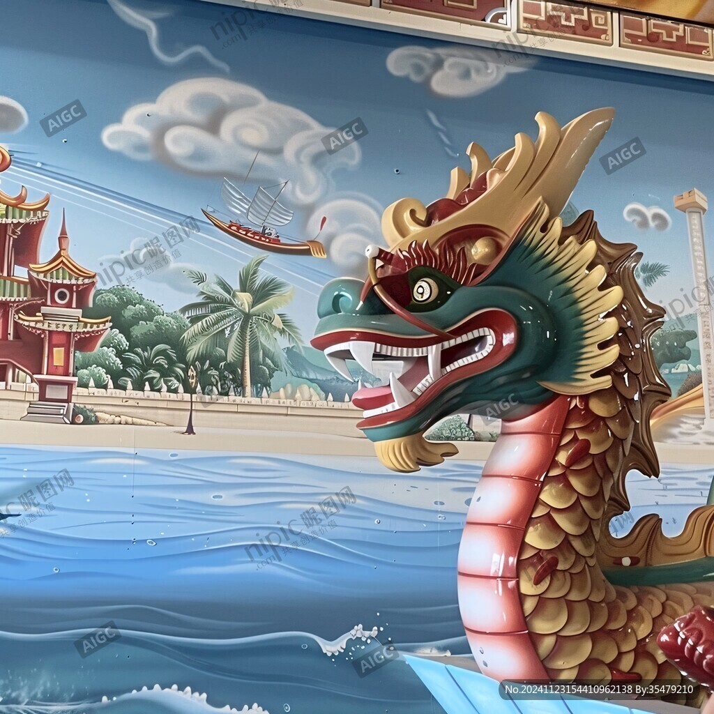 手繪龍壁畫