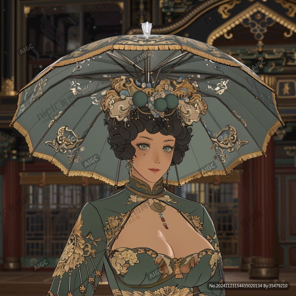 拿傘的宮廷少女