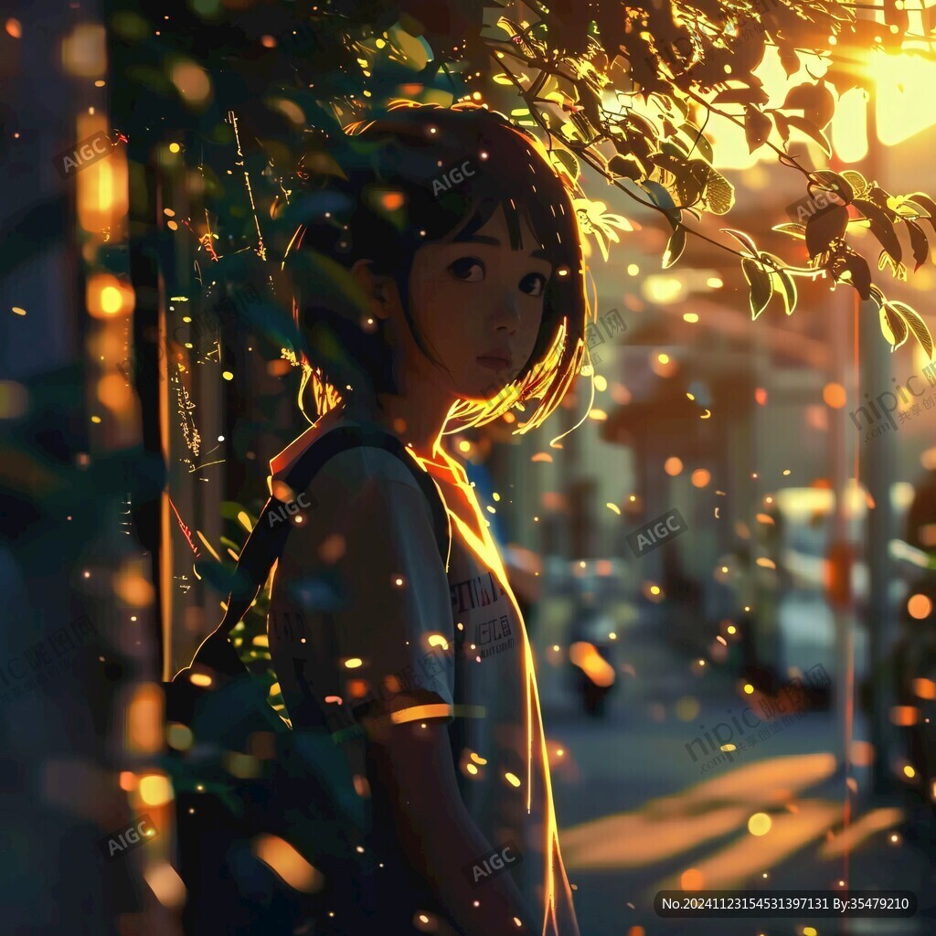 黃昏下的少女