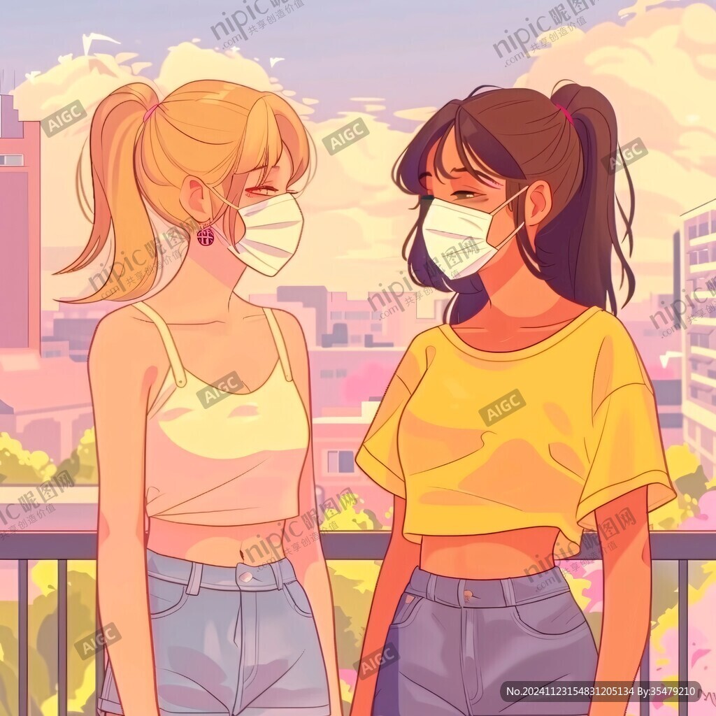 戴口罩的少女