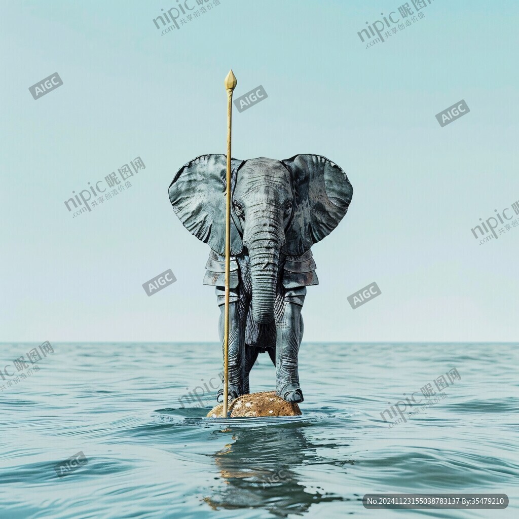 水中大象雕塑