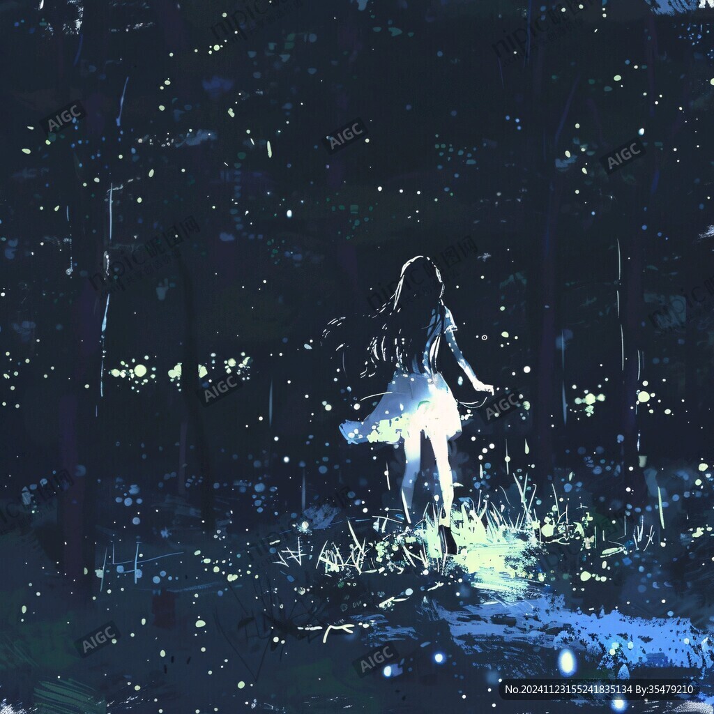 唯美意境少女插畫