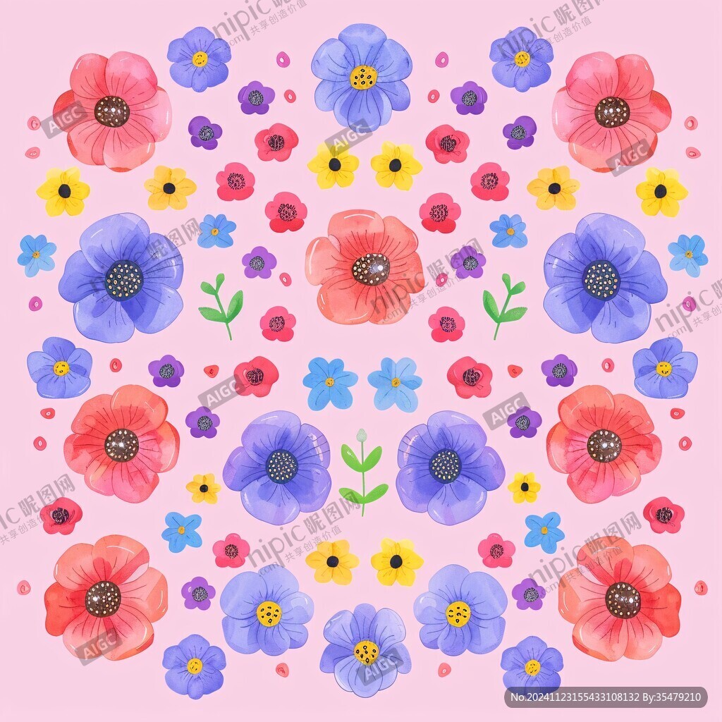 彩色民族風(fēng)花草花卉
