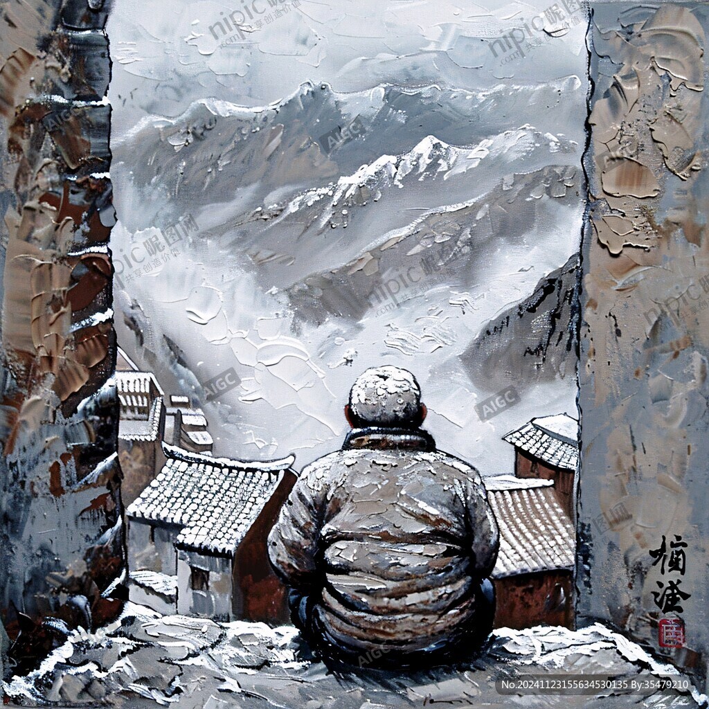 賞雪景的人