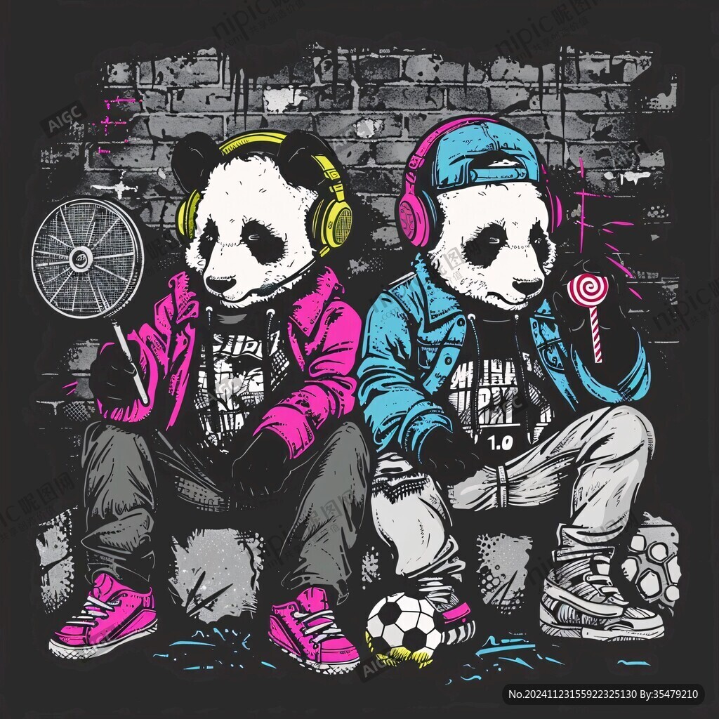 熊貓潮流插畫