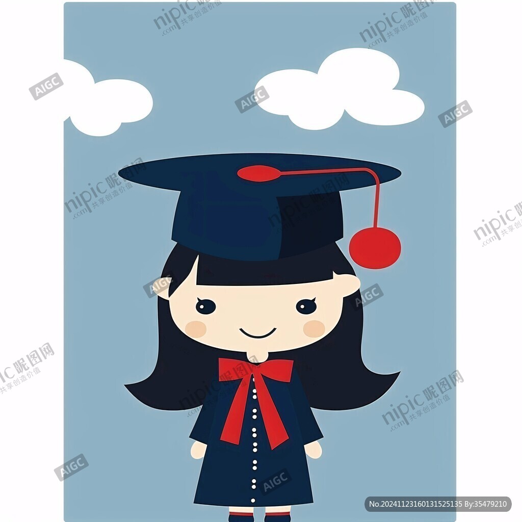 卡通小博士小朋友畢業(yè)