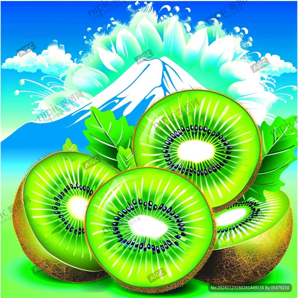 獼猴桃水果插畫