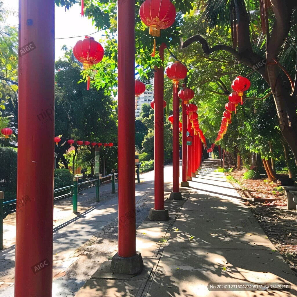 長廊掛紅燈籠