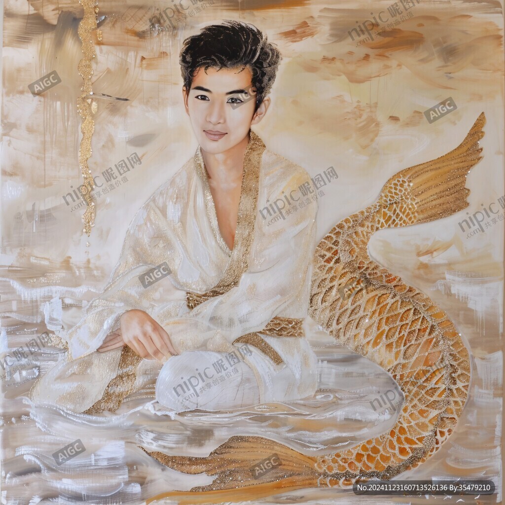 錦鯉戲水油畫