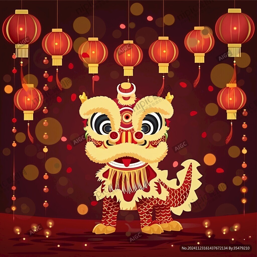 舞獅扁平化設(shè)計(jì)