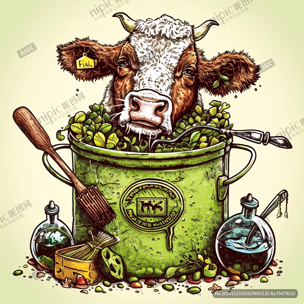 牛包裝插畫