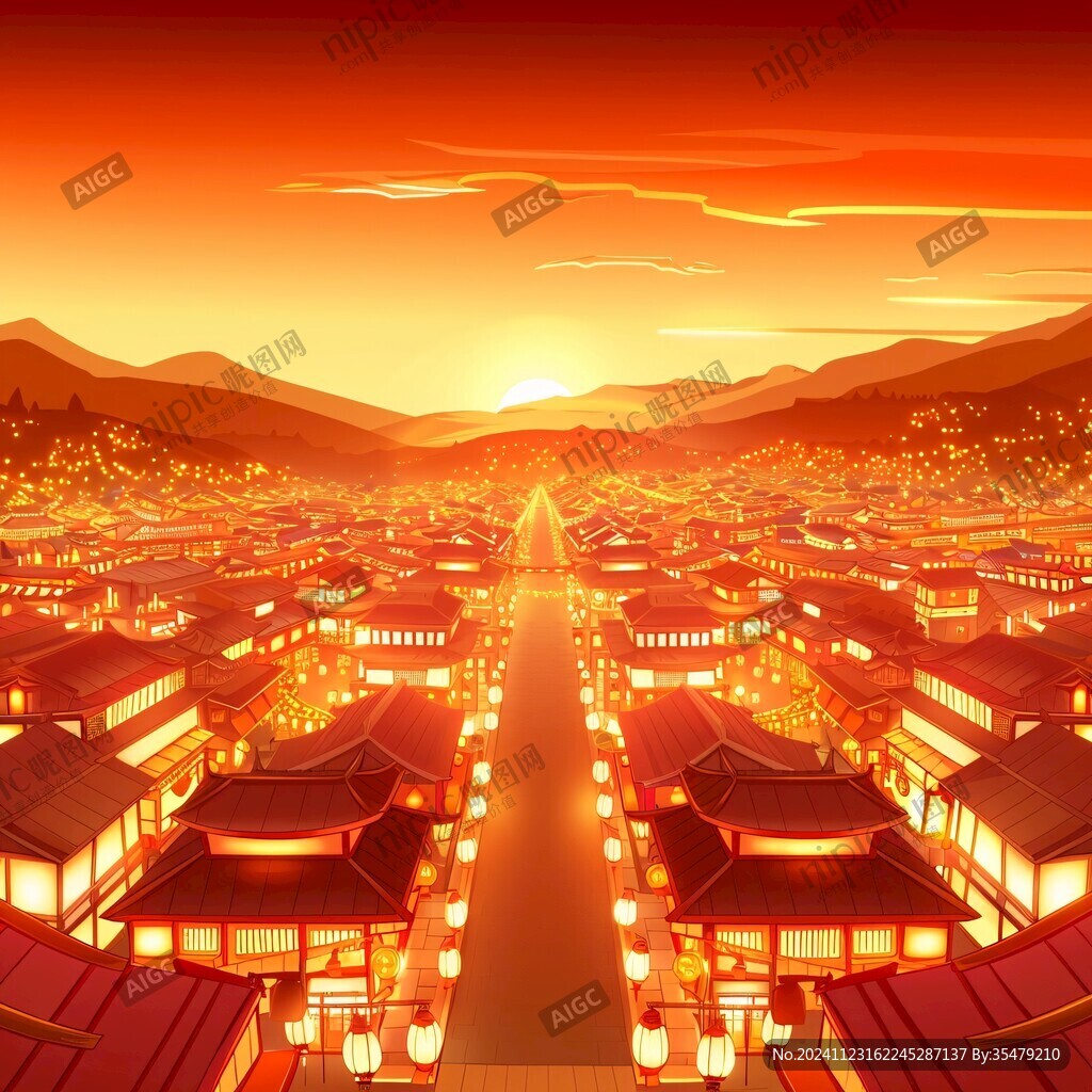 橫店插畫宣傳背景素材