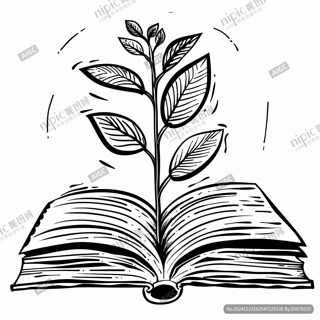 手繪草木圖書插畫