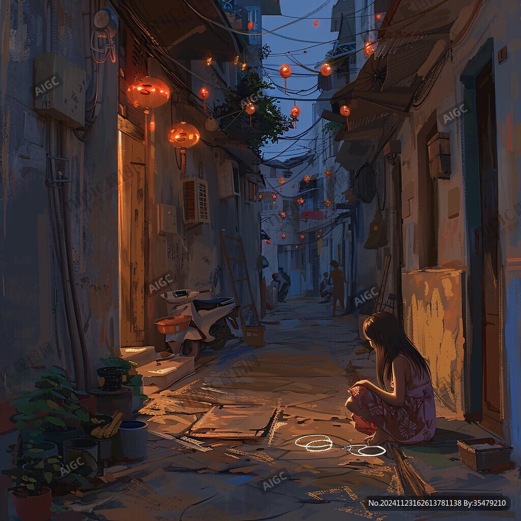 小巷插畫