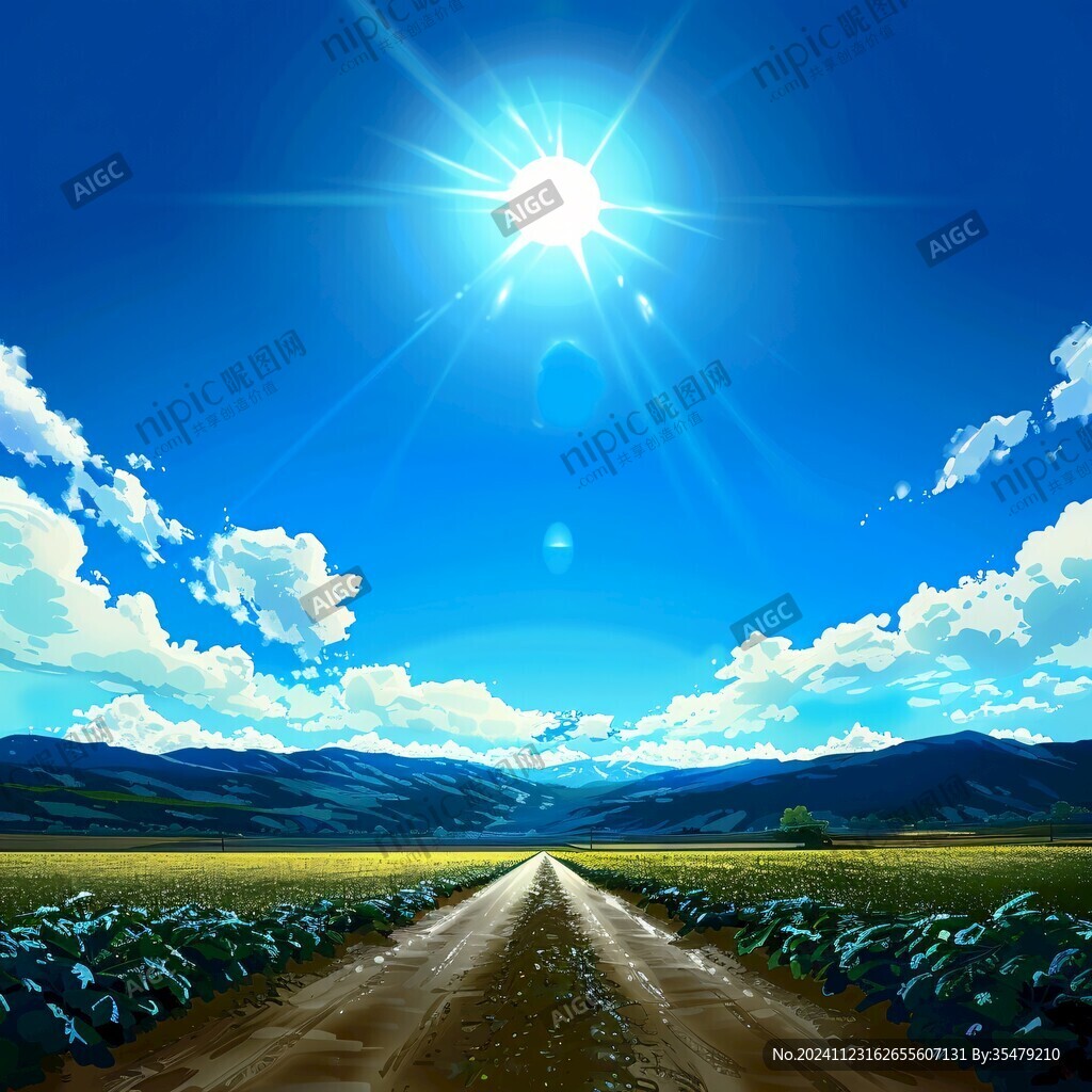 陽光晴朗風景插畫