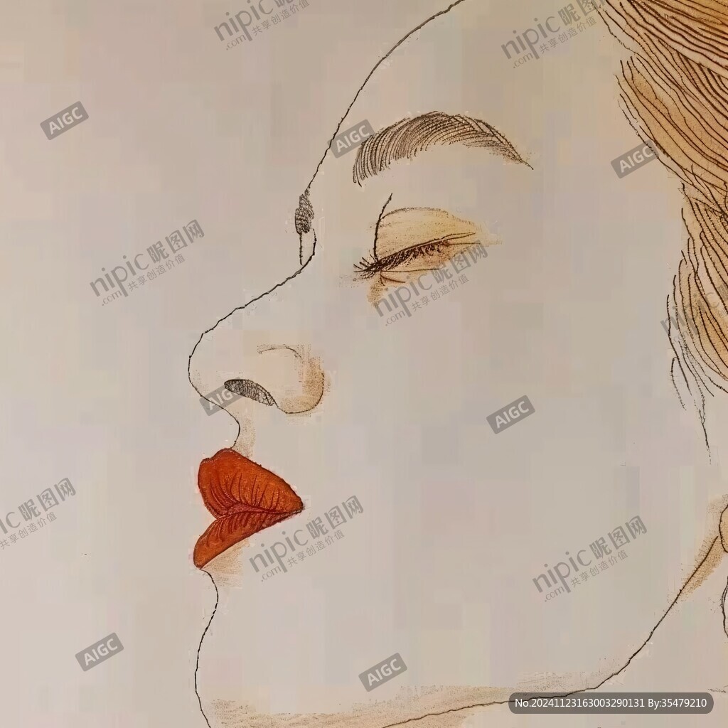 手繪女性側臉